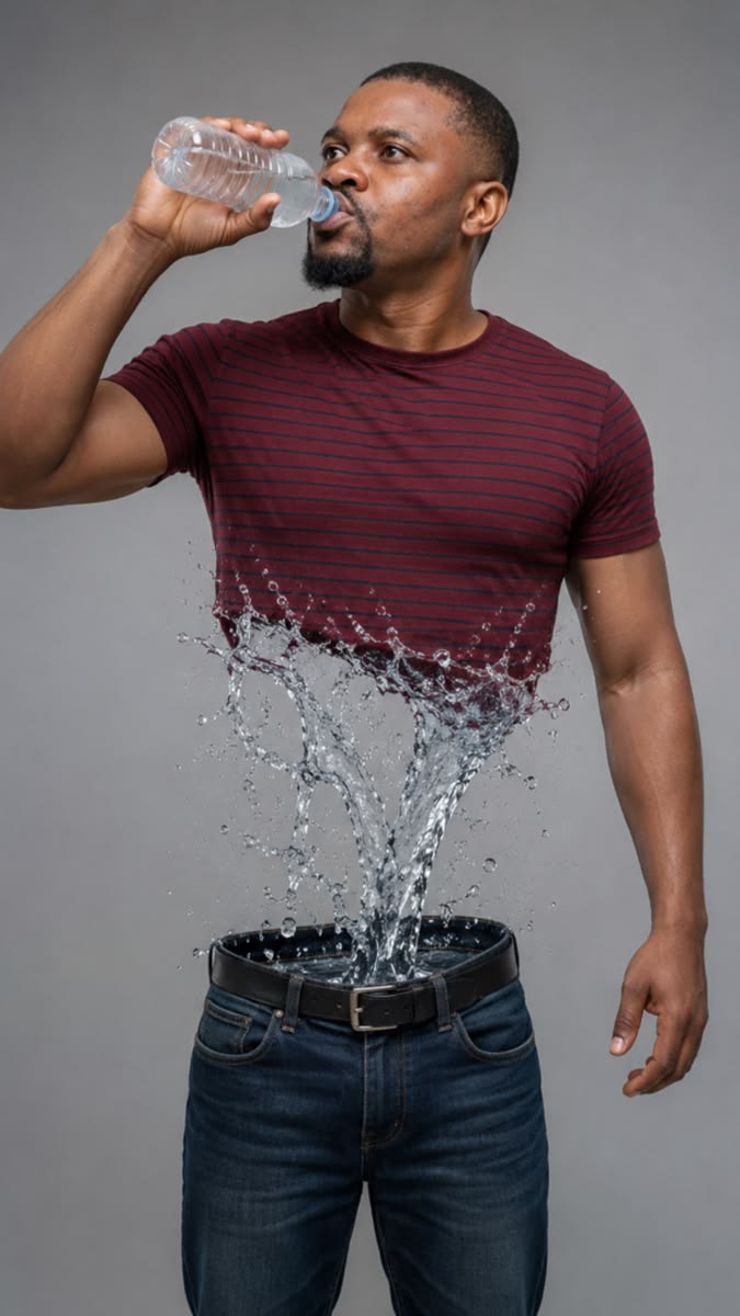 Man over 40 taking a water break